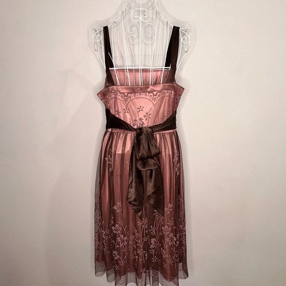 R&M Richards Mauve Beaded & Sequin Floral Motif Halter Dress - Picture 8 of 11